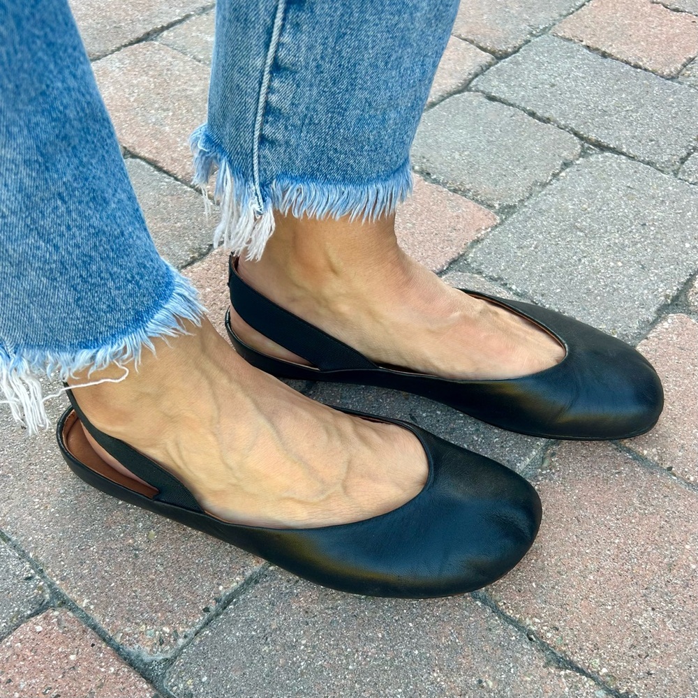 Gentle Souls Gretchen Black Leather Slingback Flats Size 9